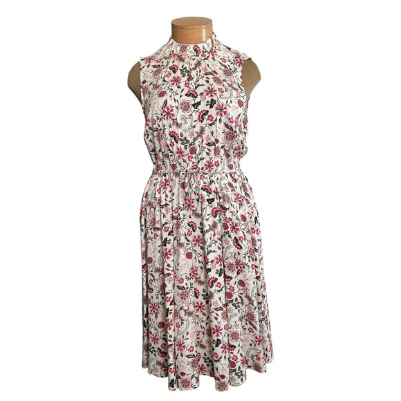 NWT Torrid Floral Mini Stretch Challis Dress Ivory Pink Green Size 00 M/L - Picture 1 of 12